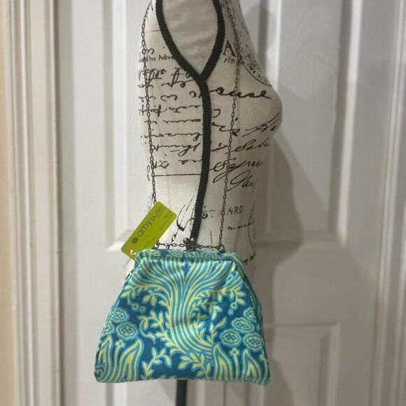 AMY BUTLER NORA CLUTCH BAG KISSLOCK METAL STRAP 100% ORGANIC COTTON VERSATILE - Picture 13 of 16